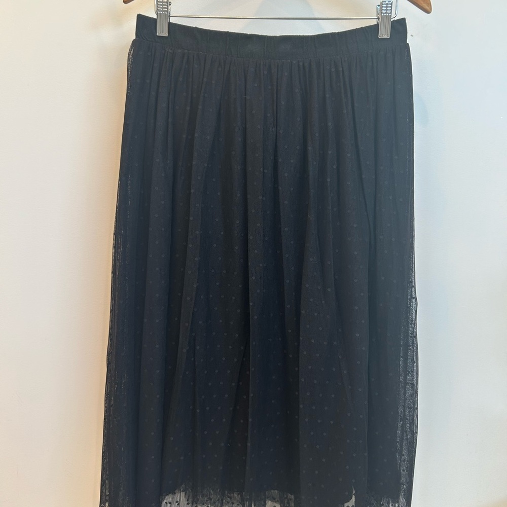 Garnet Hill black tulle skirt elastic waist size Medium